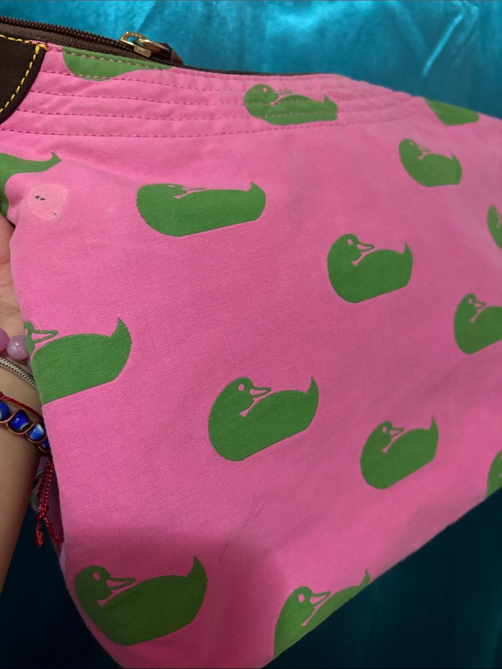 Dooney & Bourke Pink Shoulder Bag with Green Duck Print - Picture 3 of 9